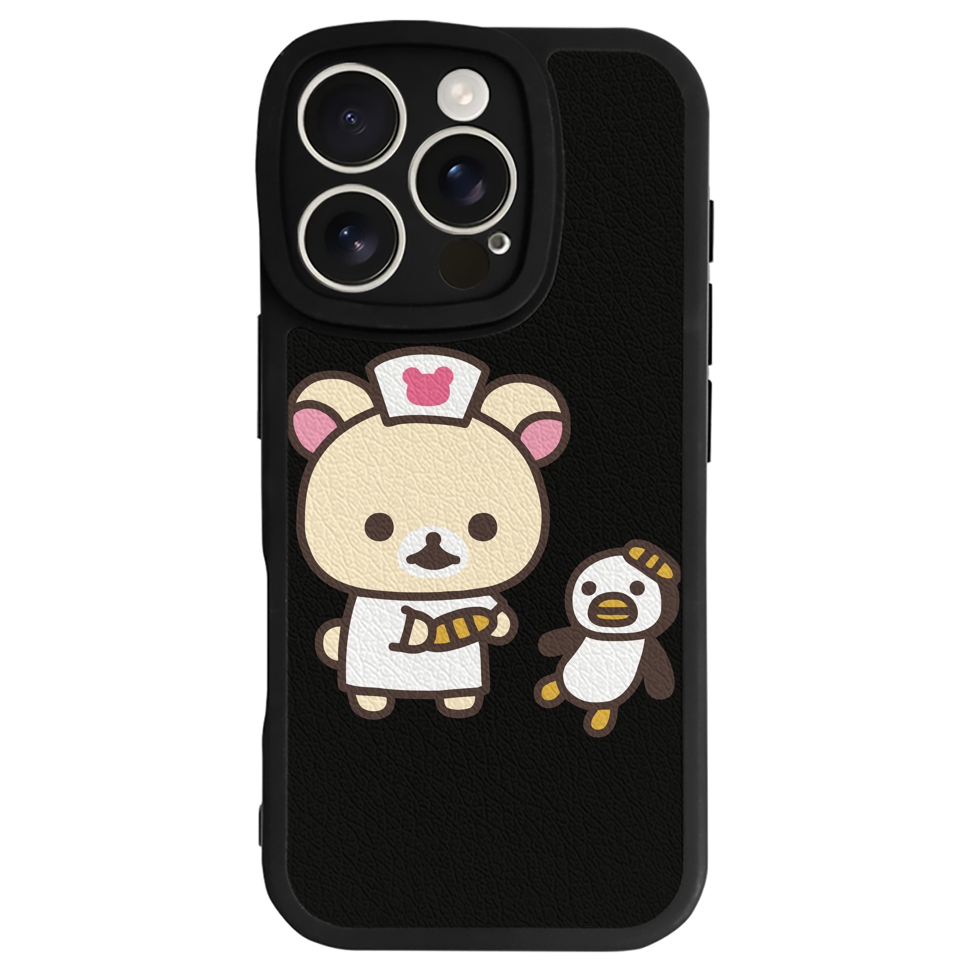 （画像用） リラックマ リラックマ キイロイトリ Rilakkuma Korilakkuma Kiiroitori 【iPhone 16シリーズ対応】シリコンスマホケース（レザー調） 材質：シリコン